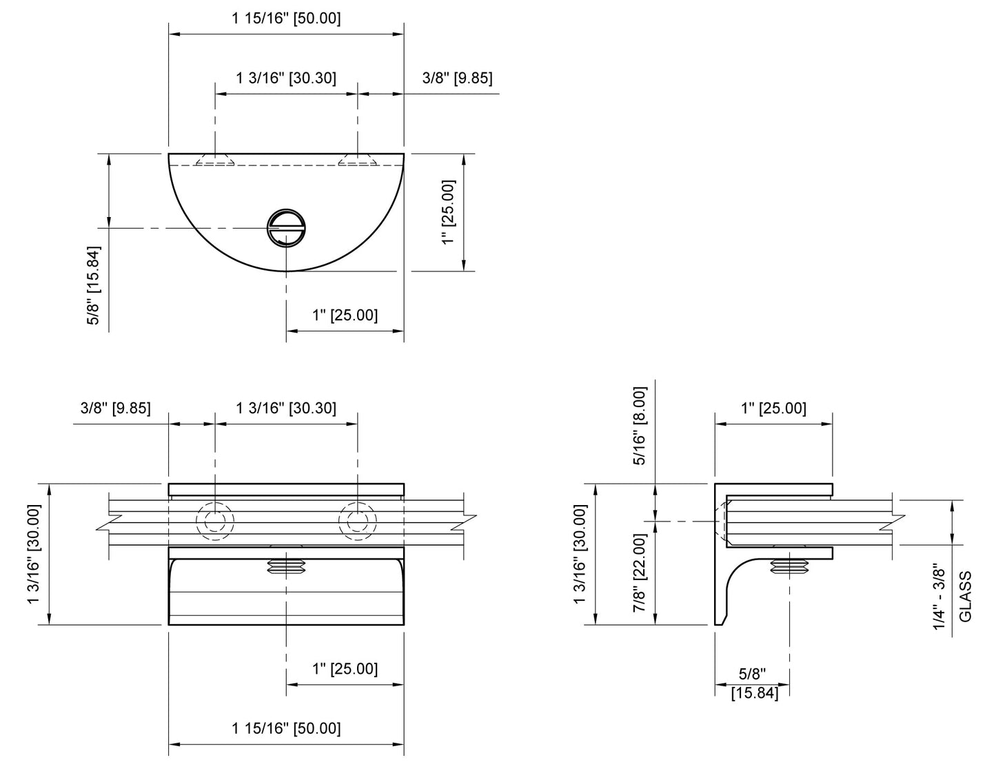 Rounded Interior Shower Shelf Clamp with Support Leg